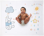 Disney Winnie The Pooh White, Yellow, and Aqua Super Soft Milestone Baby Blanket - Image 2