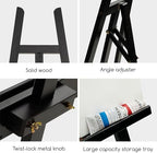 MEEDEN Display Easel Stand for Sign: Adjustable Wooden Stands for Painting - A Frame Art Easel for Canvas up to 60" for Artist Adults Drawing Picture Poster - Black - Image 4