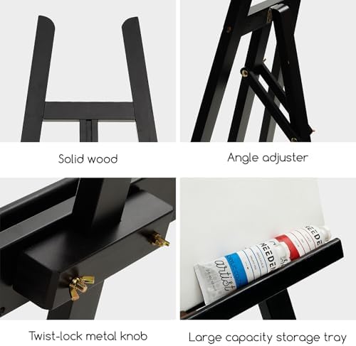 MEEDEN Display Easel Stand for Sign: Adjustable Wooden Stands for Painting - A Frame Art Easel for Canvas up to 60" for Artist Adults Drawing Picture Poster - Black - Image 4