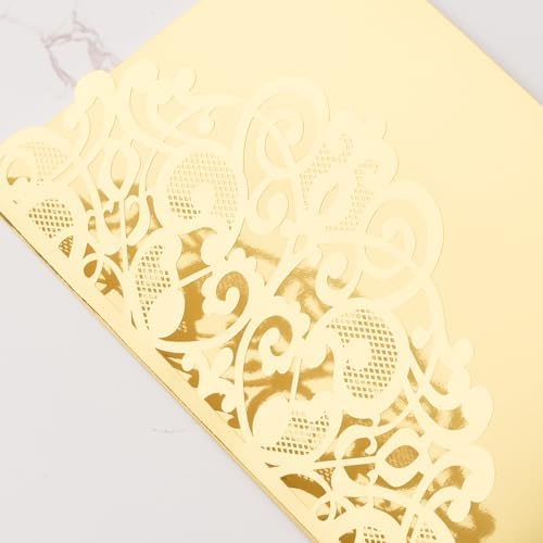 Gold Wedding Invitations Kit Metallic Pocket Blank Cards 50 Sets - Image 6