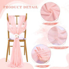 Fanqisi 16 Pieces Chair Sashes with Ribbons 8ft Long Blush Soft Fabric Drapes for Wedding Church Chair Aisle Decorations - Image 4