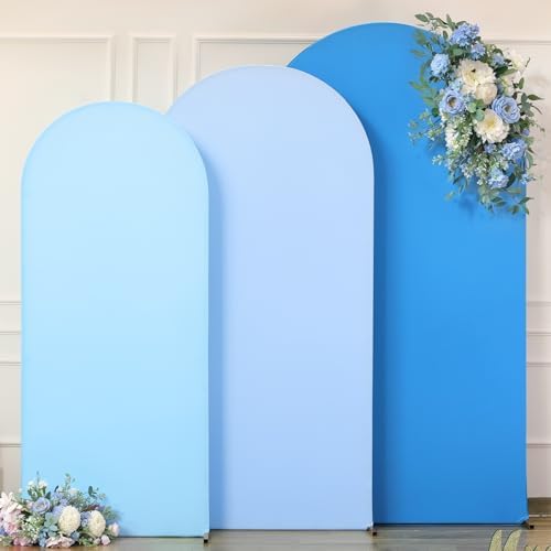 Blue Arch Backdrop Cover 3 Set-4FT, 5FT, 6FT Spandex Fitted Wedding Arch Stand Covers for Baby Shower Boys Birthday Party Wedding Ceremony Banquet Photo Arch Stand Background Decorations - Image 5