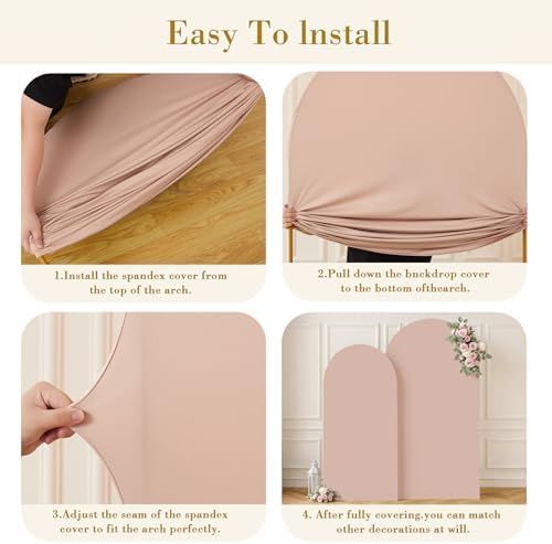 Nude Photo Arch Backdrop Cover Set of 2 Spandex 7.2 and 6ft Arch Covers Stretchy Backdrop Party Arch Stand Covers for Birthday Party Baby Shower Wedding Bridal Shower Banquet Background Decorations - Image 6