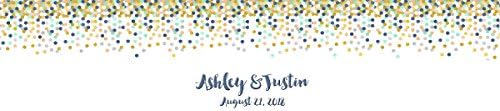 Geometric Gold Confetti Engagement Party Bridal Shower Water Bottle Labels - Image 2