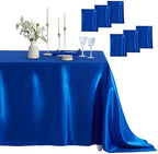 6 Pack Satin Table Cover Rectangle, Royal Blue, 60 x 84 Inches by Counfeisly