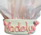 Personalized Cute Small Woven Basket with Handles, Custom Cotton Rope Room Shelf Storage Basket, Empty Decorative Gift Basket, Decorative Round Bin for Nursery Bedroom Bathroom (Style B) by Handmade