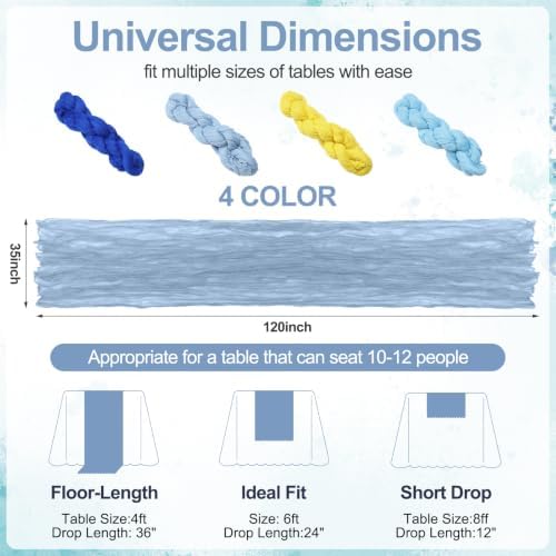 Moukeren 4 Pack Blue Yellow Cheesecloth Table Runner Capri Lemon Decor - Image 3