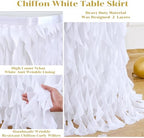Partisky White Tulle Curly Willow Table Skirt for Rectangle Table 9ft, Ruffle Tutu Table Cloth for Wedding,Bridal Shower, Baby Shower,Birthday Party - Image 5