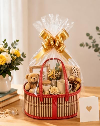6 Set Bamboo Baskets for Gifts Empty, Foldable Woven Gift Basket Empty - Image 6