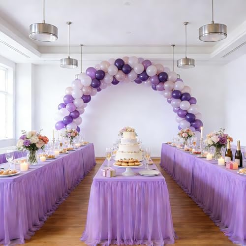 1-Pack Light Purple 2-in-1 Tulle Tablecloth for 6-Foot Rectangular Table - Image 3
