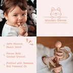 Baby Shower Gifts, Baby Girl Gifts Basket, Unique Baby Gift Essential Stuff Set - Baby Lovey Blanket New Born Bibs Socks Wooden Rattle & Greeting Card, Newborn Baby Gift Set (Fox, Pink) - Image 5