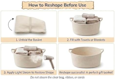 Large Empty Baby Shower Basket Kit with Cotton Rope Basket & Gift Bag - Image 7