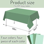 Whaline 16Pcs Sage Green Plastic Tablecloth 4 Green Series Colors Disposable Rectangle Table Cover Waterproof Table Cloth for Birthday Wedding Party Decoration Supplies, 54 x 108 Inch - Image 2