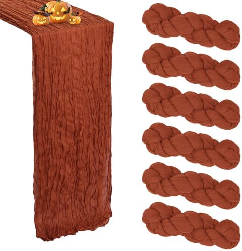 6 Pack Terracotta Cheesecloth Table Runner 10Ft 23 x 120 Inch by RestfulGlow