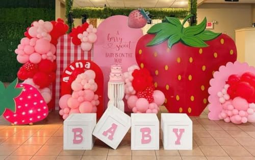 Red and White Plaids Arch Backdrop Cover Strawberry Theme Stretchy Arched Stands Covers for Girls Birthday Baby Shower Parties Decoration(Only Cover) - Image 3