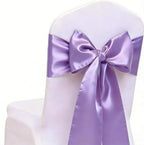 50 Pack Satin Lavender Chair Sashes for Wedding Birthday Graduation Baby Shower Party Hotel Meeting Decorations, Lavender Chair Bows for Banquet Chairs Folding Chairs Decor by JFDYDM
