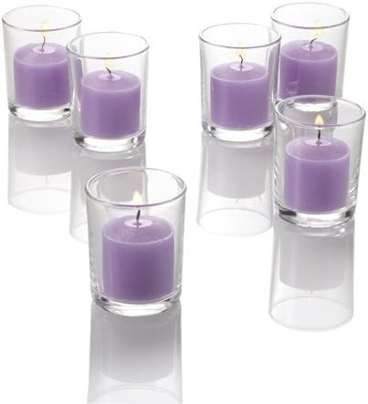 Set of 144 Richland Votive Candles Lavender Unscented and 144 Clear Glass Eastland Votive Holders - Image 4