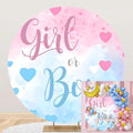 Polyester Diameter 5.5ft Gender Reveal Round Backdrop Girl or Boy Pink Blue Hearts Clouds Photography Background Pregnancy Surprise Party Decor Supplies Newborn Baby Shower Photo Booth Props by Kzzfqxb