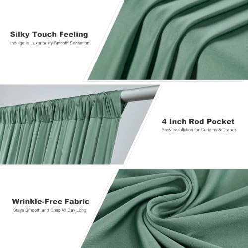 gogoparti 20x12ft Sage Green Backdrop Curtain, 4 Panels 5x12ft Thick Wrinkle-Free Polyester Fabric, Professional Photography Background for Wedding, Birthday, Baby Shower, Bridal Shower - Image 3