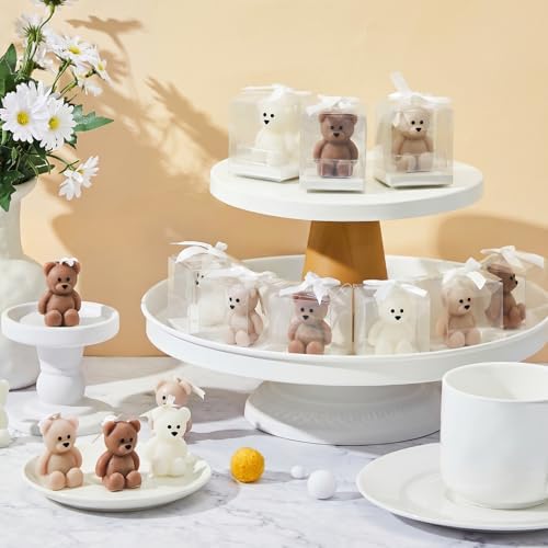 50 Pcs Bear Candles Baby Shower Favors,Light Brown, Brown, White - Image 3