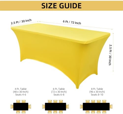6-Pack 6ft Spandex Table Covers for Rectangle Standard Folding Tables - Wrinkle Resistant Stretch Tablecloths - Ultimate Fitted Table Protector for Parties, Trade Shows, Wedding - Image 4