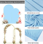 Set of 2 Metal Arch Backdrop Stands with Baby Blue Covers, 6/7.2FT - Image 4
