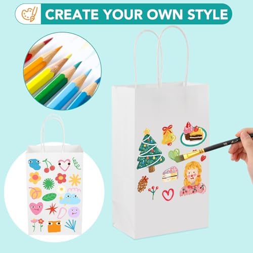 XPCARE White Paper Bags with Handles, 200Pcs 5.25x3.25x8.25'' Kraft Bags - Image 6