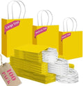 qiqee 100PCS Gift Bag with Handles Bulk Bright Yellow Paper Bags Assorted Sizes(33pcs Large 13",33pcs Medium 11",34pcs Small 8") by Qiqee