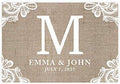 Andaz Press Custom Personalized Disposable Paper Placemats, 12 x 18 Inch, Set of 25, Rustic Burlap Lace Monogram, Tableware, Dining, Tabletop, Table Setting for Wedding, Bridal Shower by AndazPress