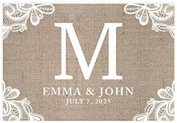 Andaz Press Custom Personalized Disposable Paper Placemats, 12 x 18 Inch, Set of 25, Rustic Burlap Lace Monogram, Tableware, Dining, Tabletop, Table Setting for Wedding, Bridal Shower by AndazPress