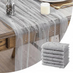 Artoid Mode 6-Pack Pearl Grey Gauze Table Runner 10FT Home Decor by ArtoidMode