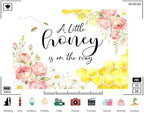 Trykid 8x6ft Honey Bee Baby Shower Backdrop A Little Honey is on The Way Floral Pink Roses Yellow Honeycomb Photography Background Gender Reveal Party Decorations Photoshoot Studio Props Fabric - Image 3