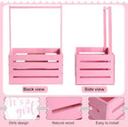 Barydat Wooden Baby Shower Basket Gender Reveal Crate Closet, Pink, Girl - Image 3