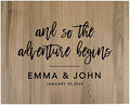 Andaz Press Personalized Large Wooden Welcome Sign for Wedding Rustic Welcome Sign 16" x 20" Custom Names The Adventure Begins Wedding Signage English Oak MDF Wood Finish Indoor Outdoor Signs by AndazPress