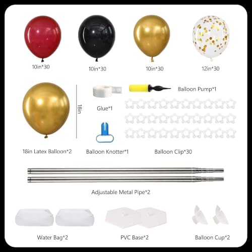 Black Burgundy Gold Balloons Column Stand 2 Sets, Balloon Towers - Image 4