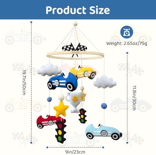 Baby Mobile for Crib Race Car Crib Mobile for Boys Newborn Gifts - Image 4