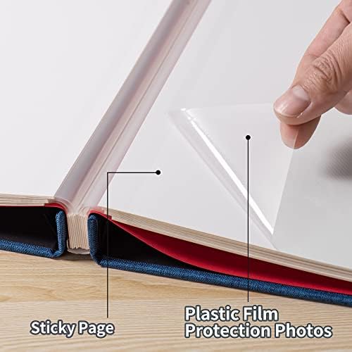 Large Photo Album Self Adhesive 4x6 8x10 10x12 13"x12.8" Magnetic Scrapbook Album 12.6"x11" Inch 40 Pages Linen Cover DIY Photo Album with A Metallic Pen and DIY Stickers(Blue) - Image 3