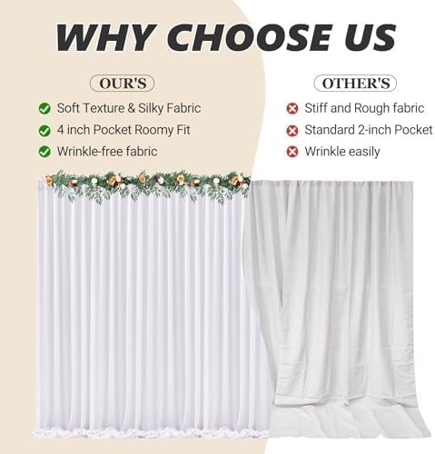 Wish Care 40ft x 10ft White Chiffon Backdrop Curtains, Wrinkle-Free Sheer Chiffon Fabric Photo Curtain Drapes for Wedding Ceremony Arch Party Stage Photography Decorations - Image 7