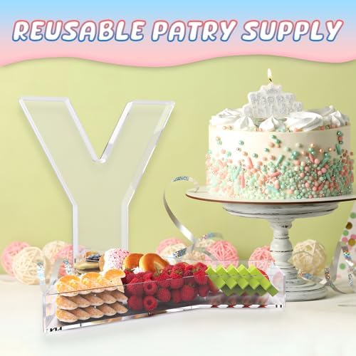 13.8" Extra Large Acrylic Letter Charcuterie Board Box, Reusable Fillable Letter Cake Candy Dish Display Serving Tray for Birthday Anniversary Party Decoration (Y) - Image 5