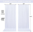 10x10ft White Backdrop Curtain for Wedding Parties Wrinkle Free Fabric White Drapes Backdrop Decoration for Baby Shower Birthday Photography Decoration 2 Panels, 5ft x 10ft - Image 5