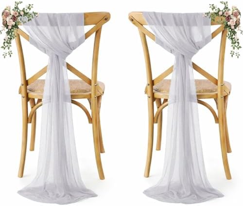 MDS Pack of 200 Chiffon Chair Sashes for Wedding & Event Décor - Cool Gray by MDS
