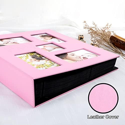 Ywlake Baby Photo Album 4x6 1000 Pocket Pictures, Leather Large Capacity Newborn Shower Girl Bebe Album Holds 1000 Horizontal Vertical Photos Pink - Image 3
