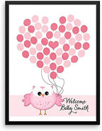 Personalized Baby Shower Guest Book Alternative Girl Owl Balloons Customized Poster, Print, Framed or Canvas, 50 Signatures - Image 2