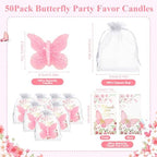 50 Sets Butterfly Baby Shower Party Favors Butterfly Shaped Candle, Scented Pink Tea Lights Candles with Thank Cards, Cute Butterfly Decorations for Guests Wedding Bridal Shower (Pink) - Image 2