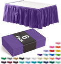 Exquisite Purple Table Skirt 6 Pack - Disposable Plastic Table Skirts for Rectangle Tables 6ft 8ft & Round Tables - 29in x 14ft Self-Adhesive Strip - Birthday Wedding Gender Reveal Decor by Exquisite