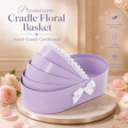 6PCS Baby Shower Box, Crib Basket Cardboard Box, Cradle-shaped Flower Basket Gift Boxs, Baby Carriage Centerpiece Floral Baskets for Celebration Birthday Decor (Purple, 14.17*8.27*3.15 in) - Image 3
