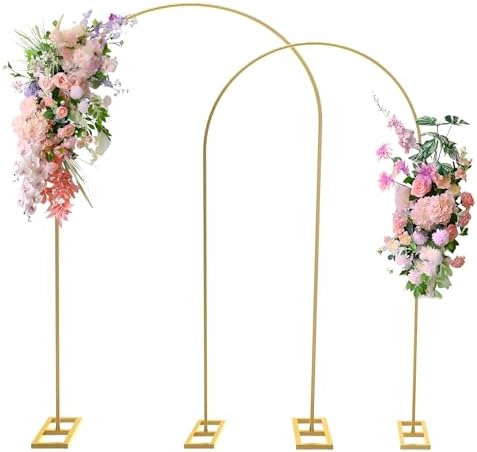 Queension 7.2FT&6.6FT Arch Backdrop Stand, Wedding Arch for Ceremony, Gold by Queension