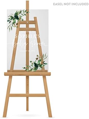 Andaz Press Custom Large Baby Welcome Sign, 16" x 24", Fall Greenery Personalized Acrylic Sign for Sprinkle or Shower, Gender-Neutral Decoration - Image 3