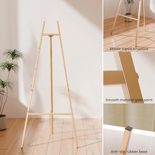 Gold Easel Stand for Sign, Heavy Duty Easel, 4-Tier Adjustable Art Easel for Painting, Wedding Sign 2pc - Image 5