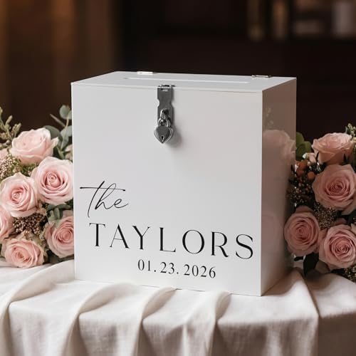Novabright 10" Wedding Acrylic Card Box, White, Classic Style by Unknown